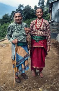 two ladies on their way to the local dashin festival in Nepal
