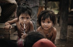 two young people from the floating village in cambodia