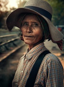 a beautiful lady standing outside angkor wat in cambodia